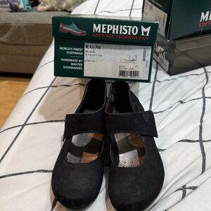 Mephisto Black Suede Mary Jane Shoes